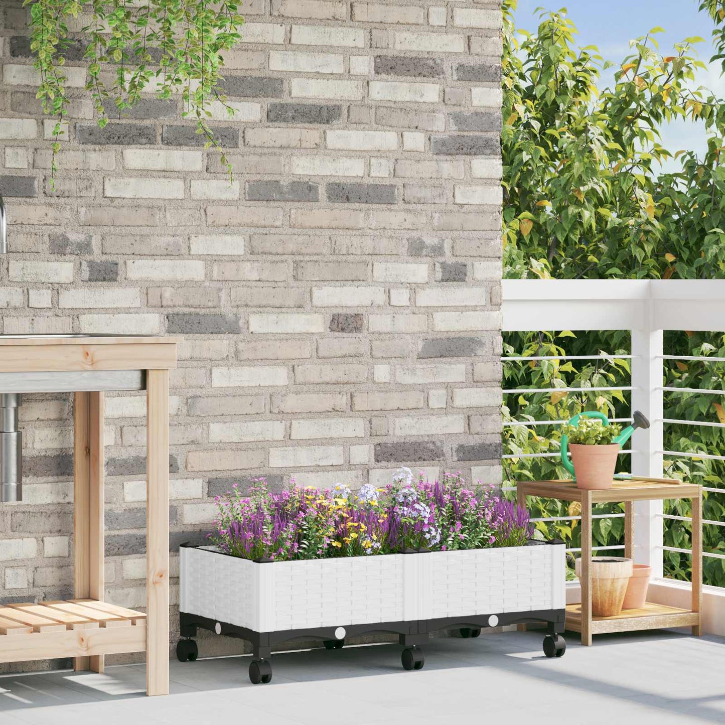 Gartenpflanzer 80 X 40 X 33 Cm Pp Weiß