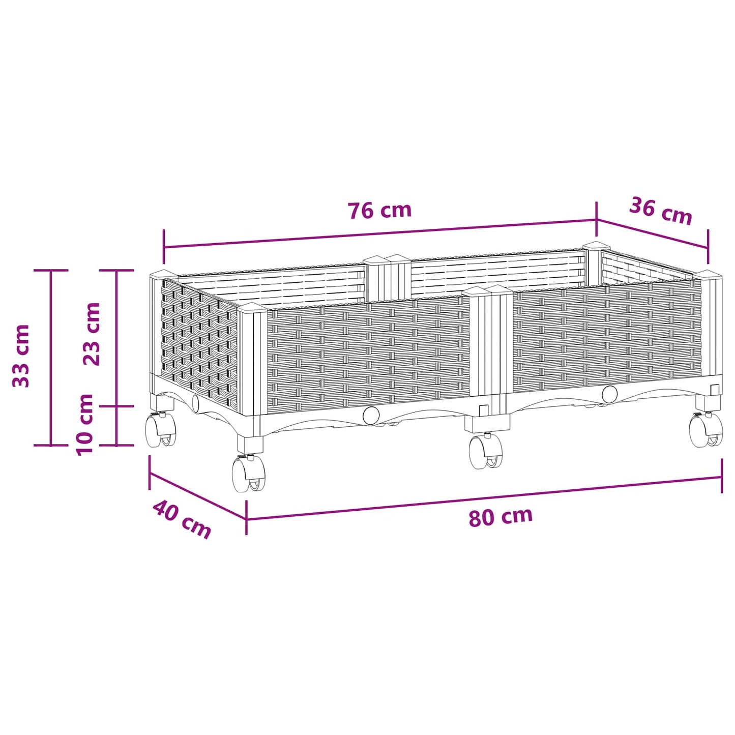 Gartenpflanzer 80 X 40 X 33 Cm Pp Weiß