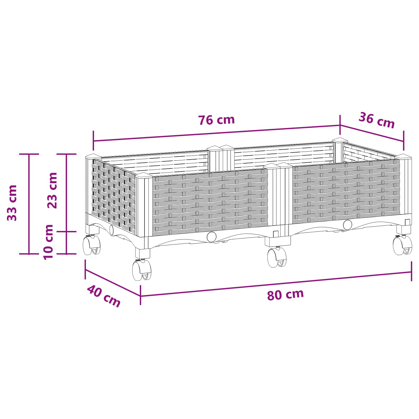 Gartenpflanzer 80 X 40 X 33 Cm Pp Weiß