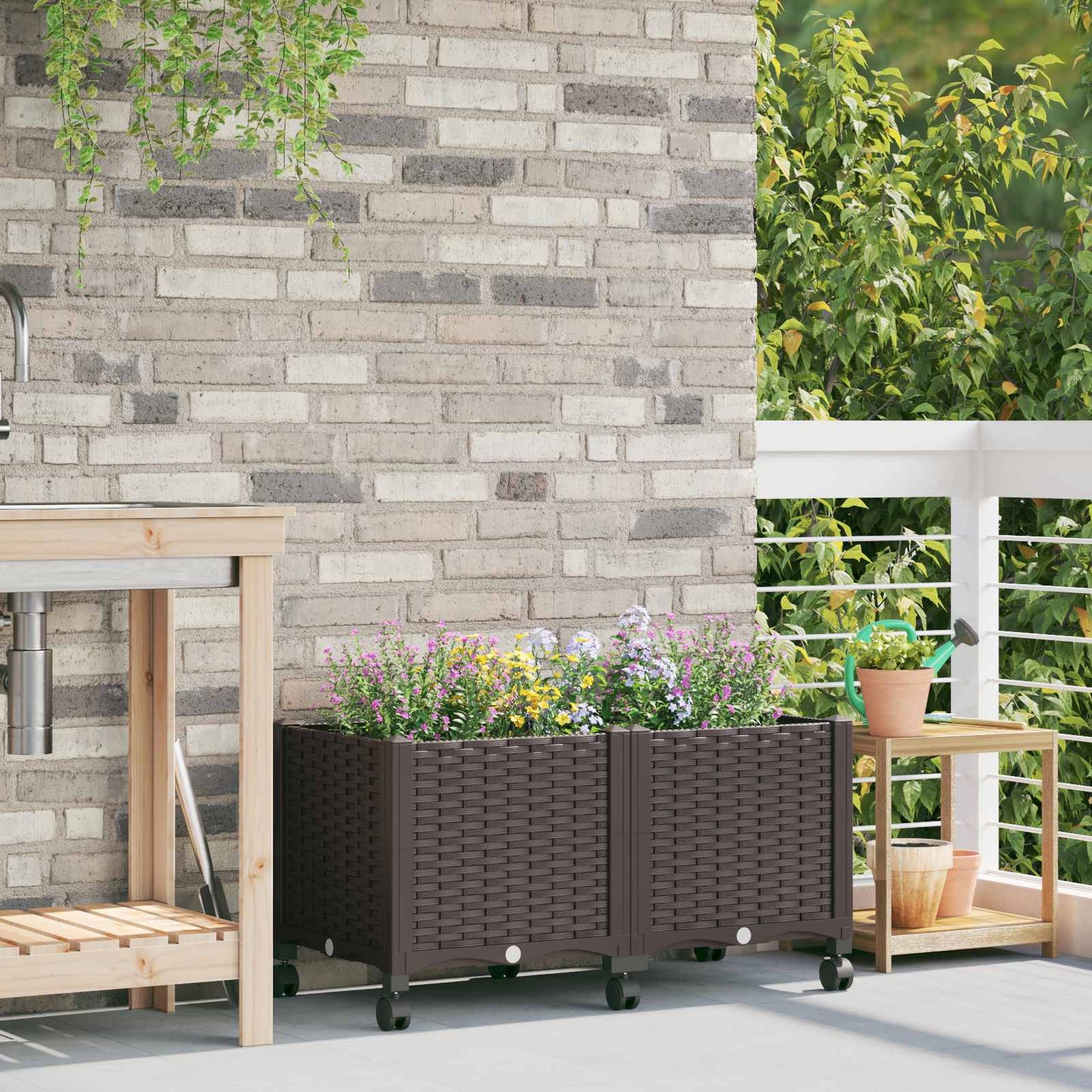 Gartenpflanzer 80 X 40 X 44 Cm Pp Braun