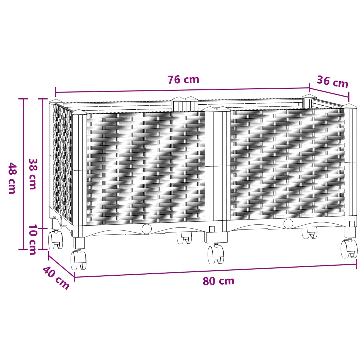 Gartenpflanzer 80 X 40 X 48 Cm Pp Blaugrau