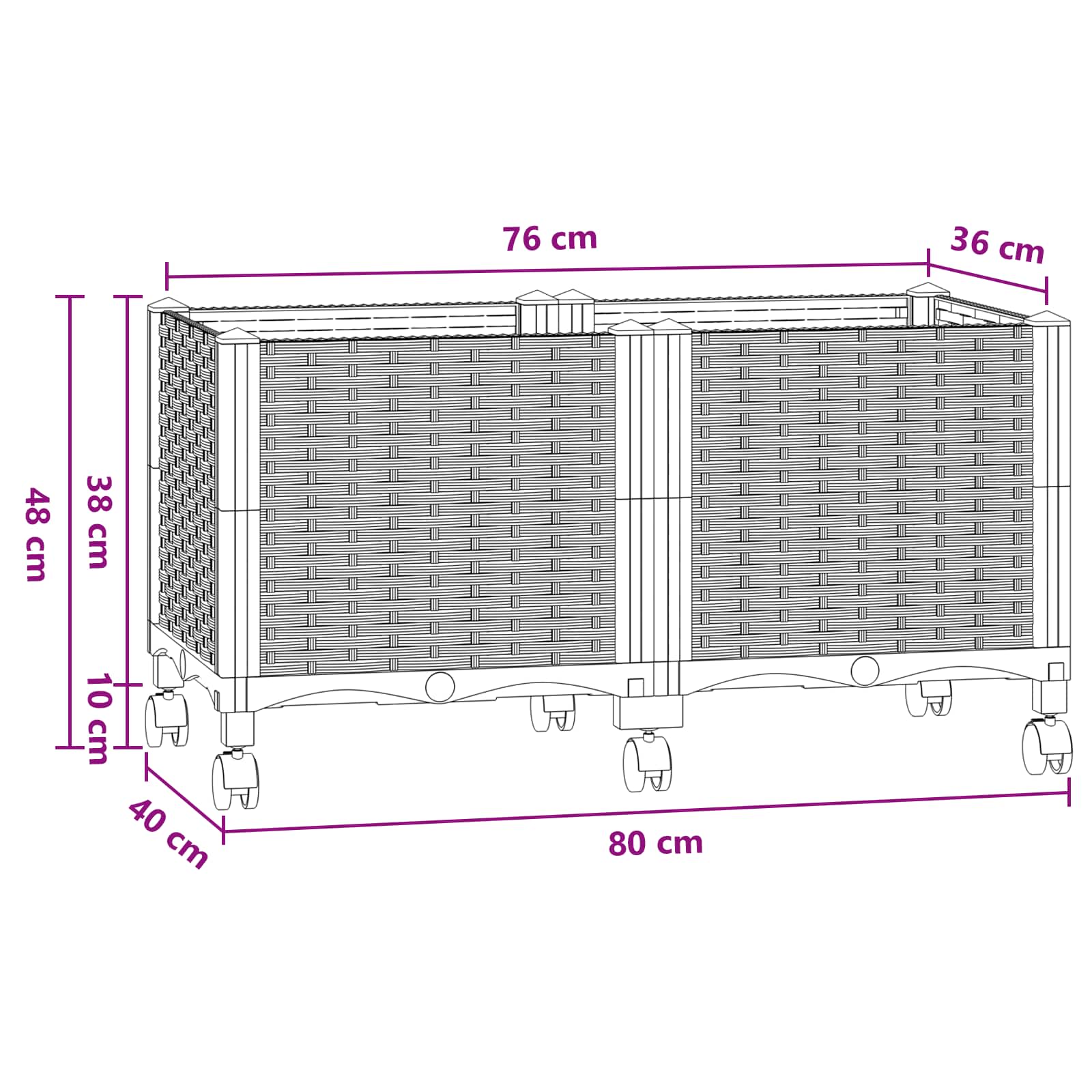 Gartenpflanzer 80 X 40 X 48 Cm Pp Blaugrau