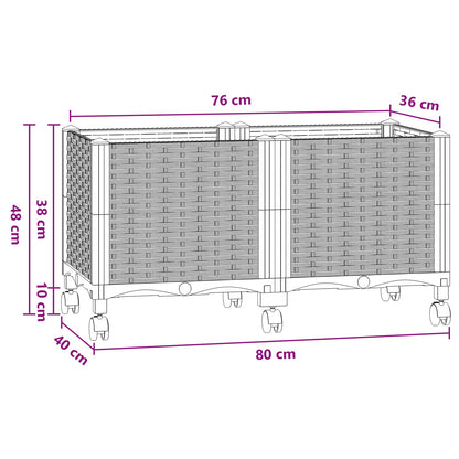 Gartenpflanzer 80 X 40 X 48 Cm Pp Blaugrau