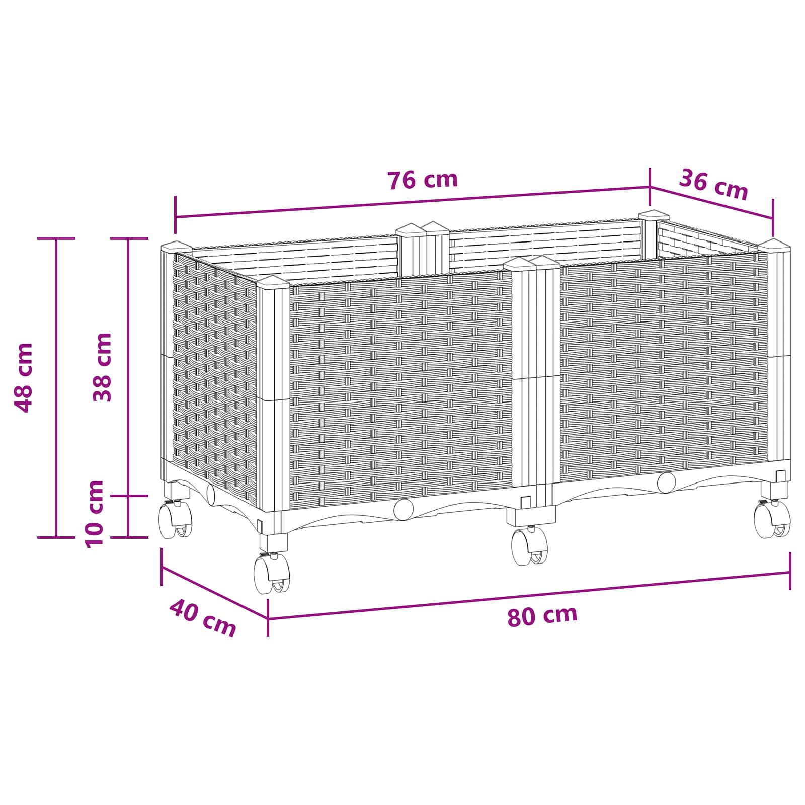 Gartenpflanzer 80 X 40 X 48 Cm Pp Weiß