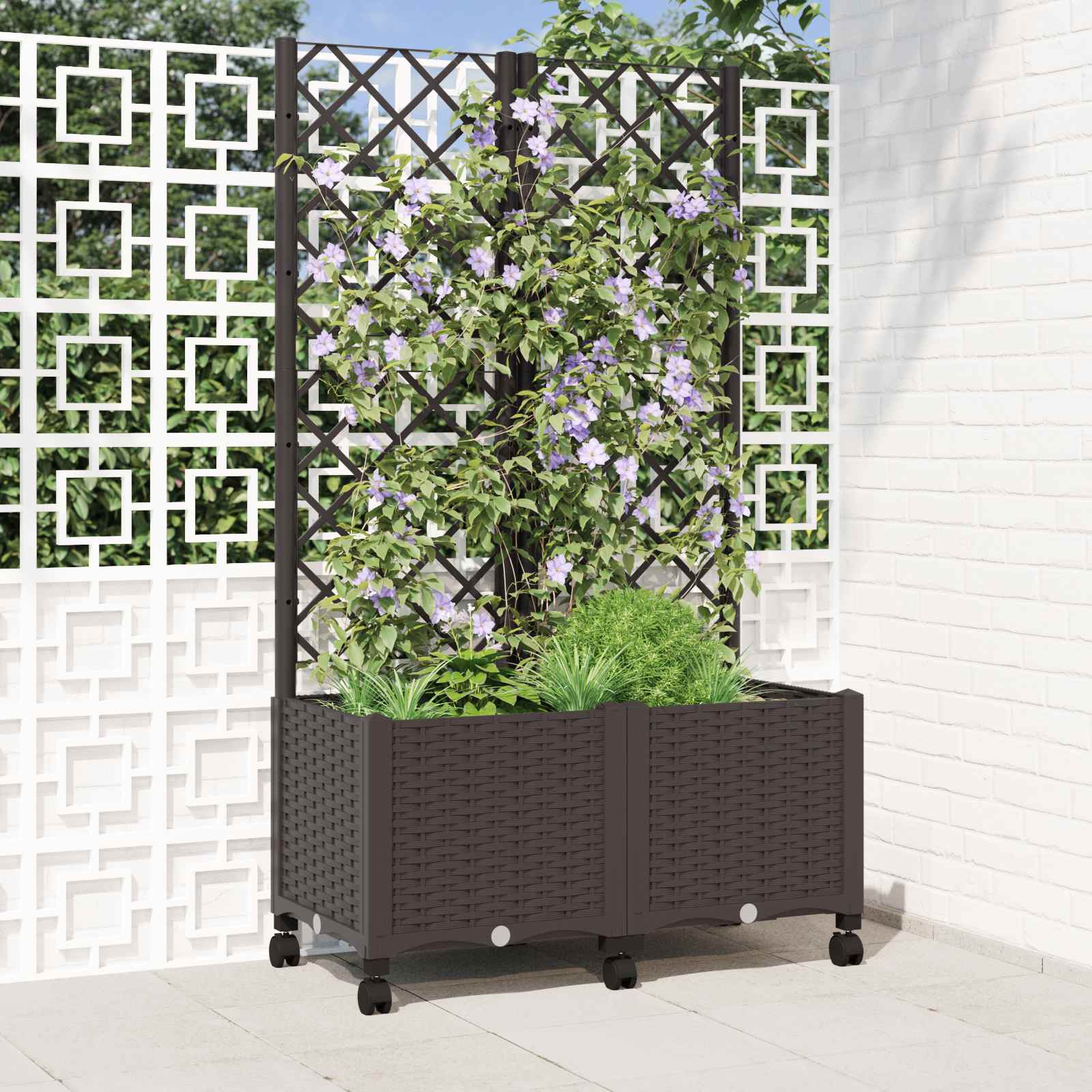 Pflanzkübel Mit Spalier Und Rädern 80 X 40 X 146 Cm Pp