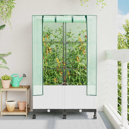 Hochbeet Mit Gewächshaus-Aufsatz Rattan-Optik