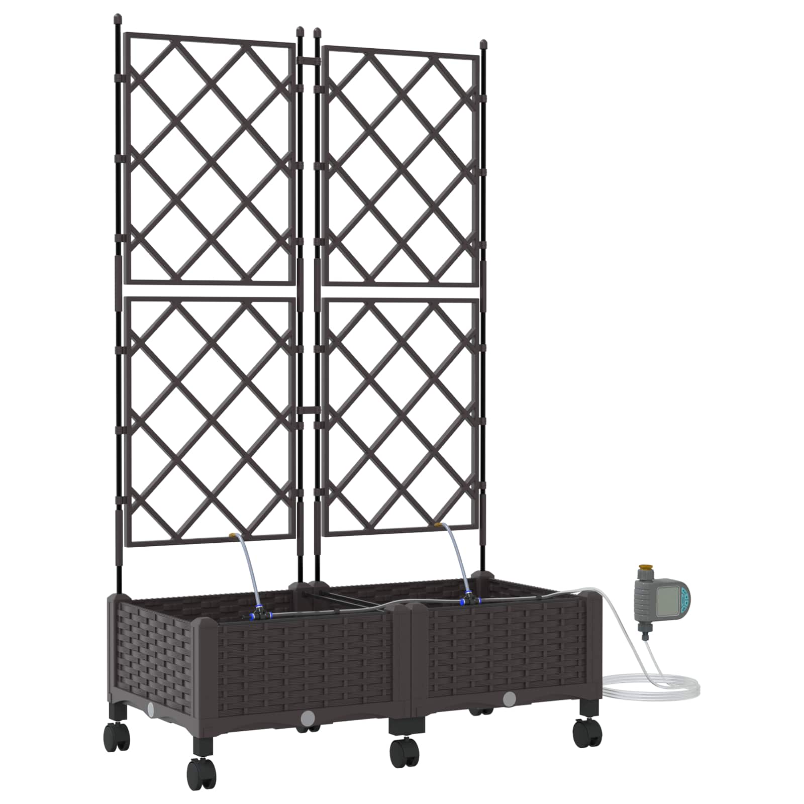 Garten Blumenkübel Mit Bewässerung Und Rädern 2 Stk. Braun Pp