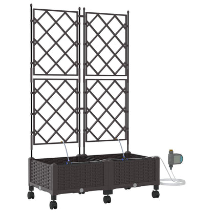 Garten Blumenkübel Mit Bewässerung Und Rädern 2 Stk. Braun Pp