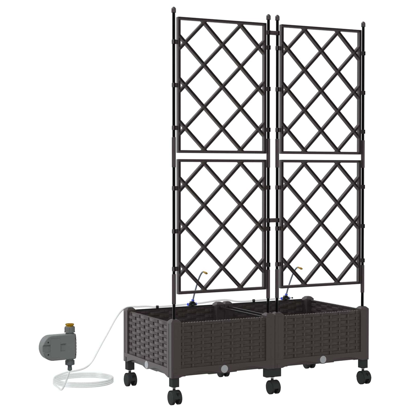 Garten Blumenkübel Mit Bewässerung Und Rädern 2 Stk. Braun Pp
