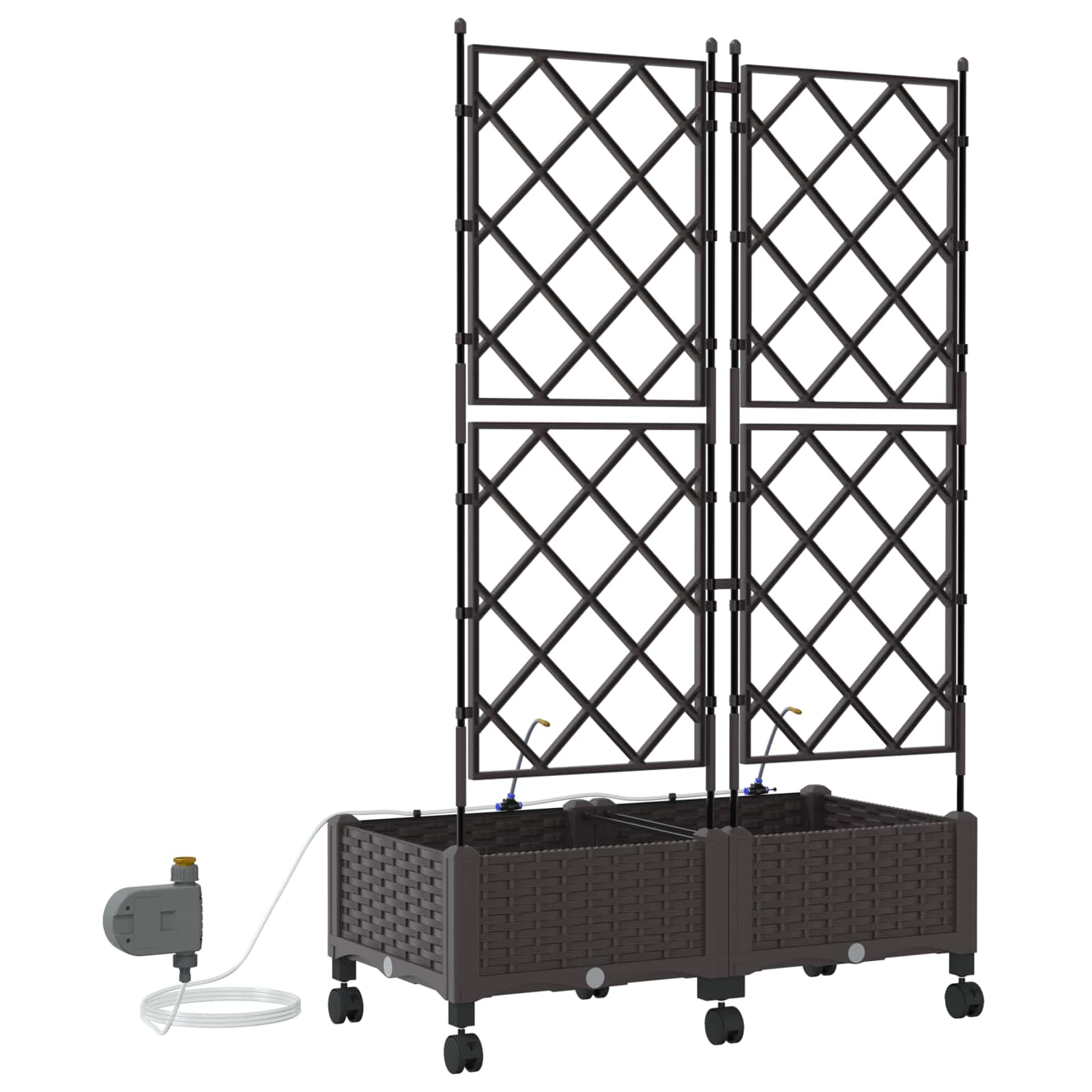Garten Blumenkübel Mit Bewässerung Und Rädern 2 Stk. Braun Pp