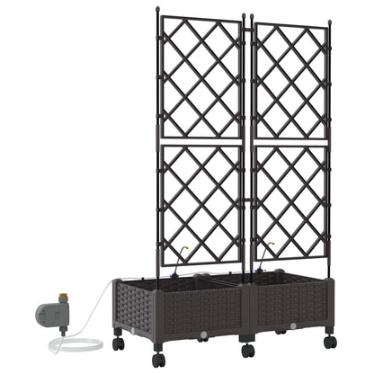 Garten Blumenkübel Mit Bewässerung Und Rädern 2 Stk. Braun Pp