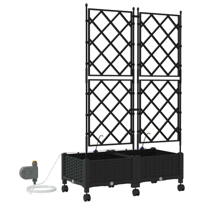 Garten Blumenkübel Mit Bewässerung Und Rädern 2 Stk. Schwarz Pp