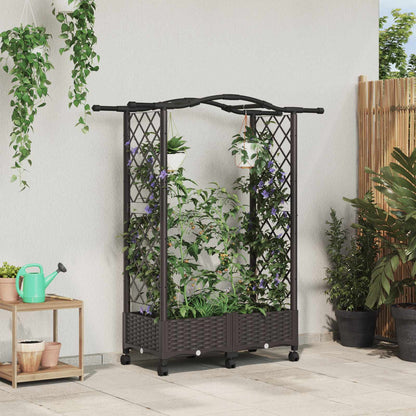 Hochbeet Mit Rankgitter Und Dach 202,5 X 40 X 127 Cm Pp Braun
