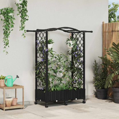 Hochbeet Mit Rankgitter Und Dach 202,5 X 40 X 127 Cm Pp Schwarz