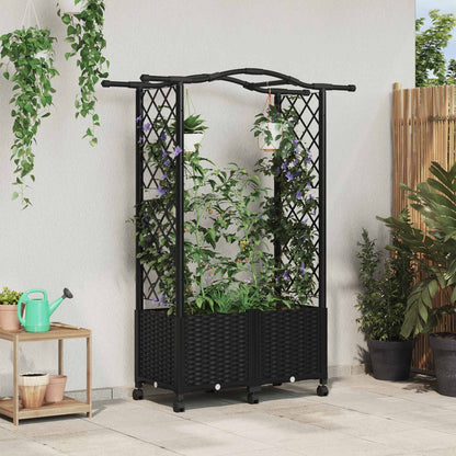 Hochbeet Mit Rankgitter Und Dach 202,5 X 40 X 127 Cm Pp Schwarz