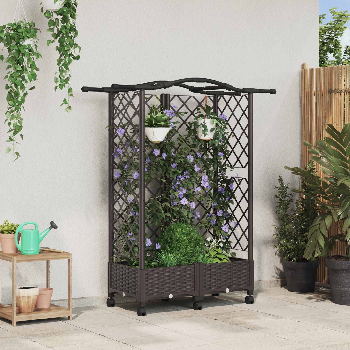 Hochbeet Mit Rankgitter Und Dach 202,5 X 40 X 127 Cm Pp Braun