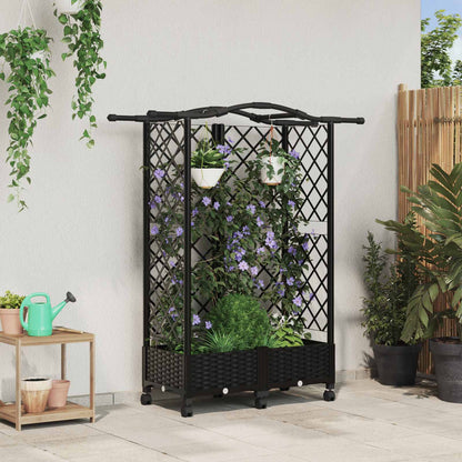 Hochbeet Mit Rankgitter Und Dach 202,5 X 40 X 127 Cm Pp Schwarz