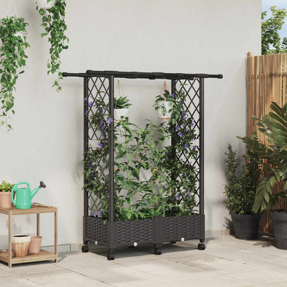 Hochbeet Mit Rankgitter Und Dach 202,5 X 40 X 127 Cm Pp Braun