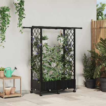 Hochbeet Mit Rankgitter Und Dach 202,5 X 40 X 127 Cm Pp Schwarz