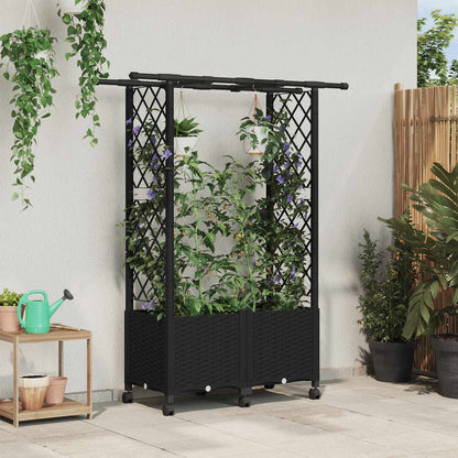 Hochbeet Mit Rankgitter Und Dach 202,5 X 40 X 127 Cm Pp Schwarz