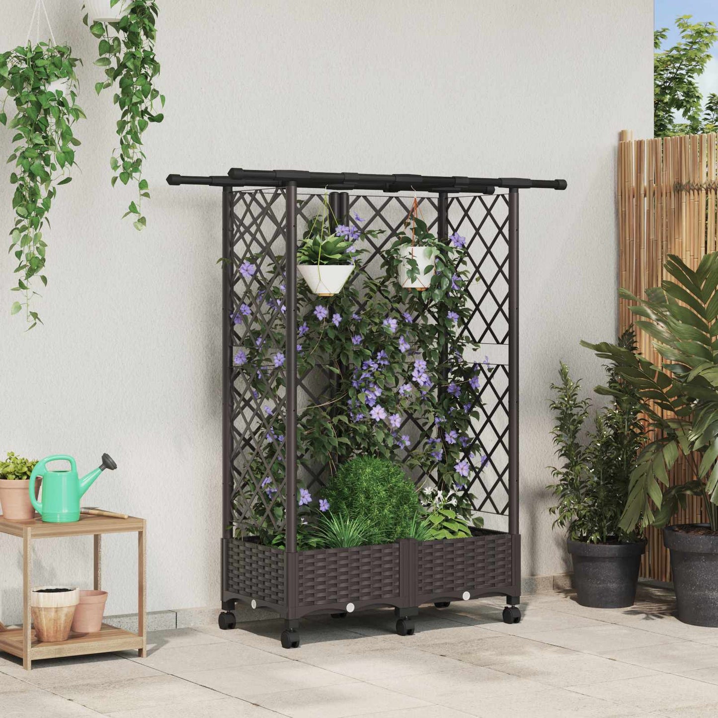 Hochbeet Mit Rankgitter Und Dach 202,5 X 40 X 127 Cm Pp Braun