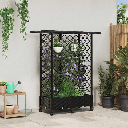 Hochbeet Mit Rankgitter Und Dach 202,5 X 40 X 127 Cm Pp Schwarz