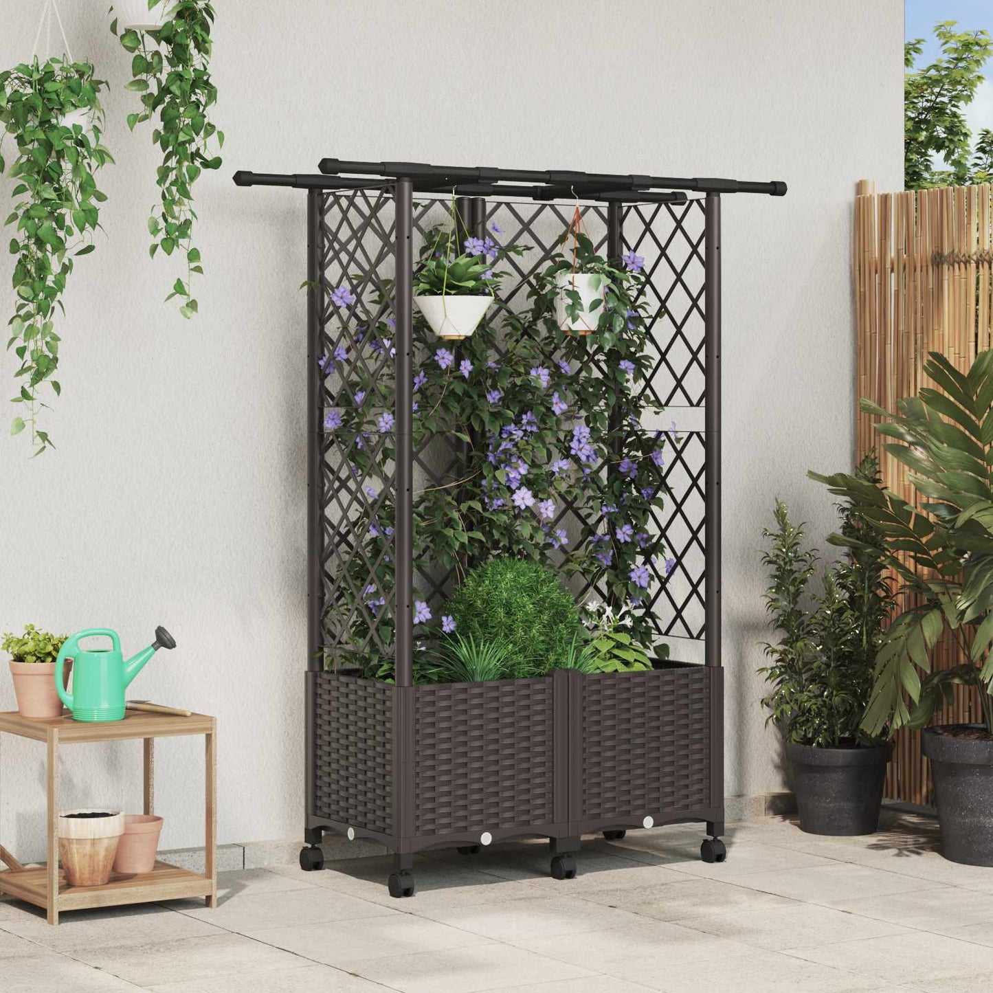 Hochbeet Mit Rankgitter Und Dach 202,5 X 40 X 127 Cm Pp Braun