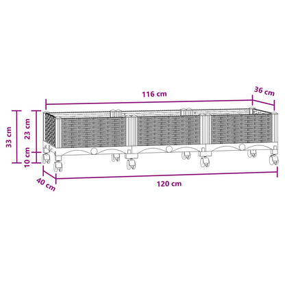 Gartenpflanzer 120 X 40 X 33 Cm Pp Blaugrau