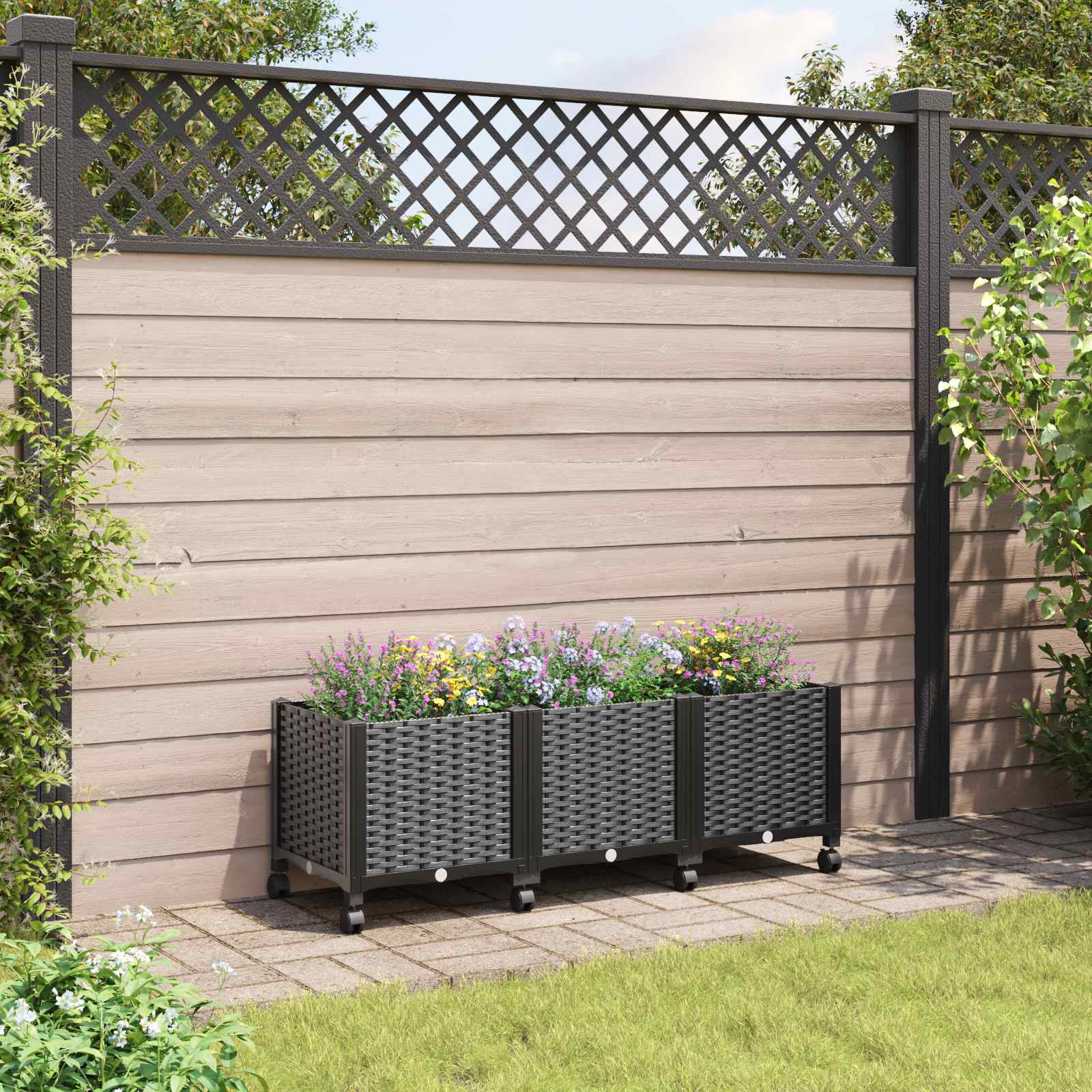 Gartenpflanzer 120 X 40 X 44 Cm Pp Schwarz