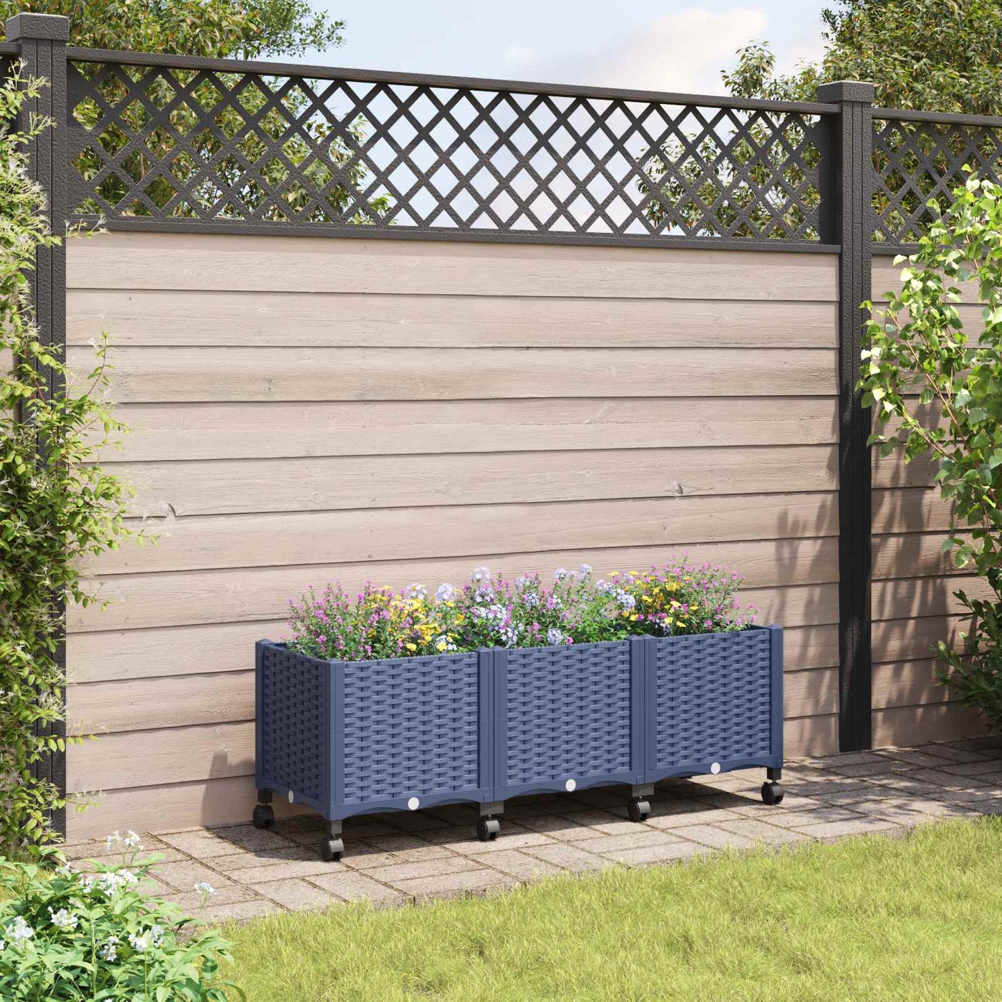Gartenpflanzer 120 X 40 X 48 Cm Pp Blaugrau