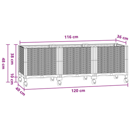 Gartenpflanzer 120 X 40 X 48 Cm Pp Blaugrau