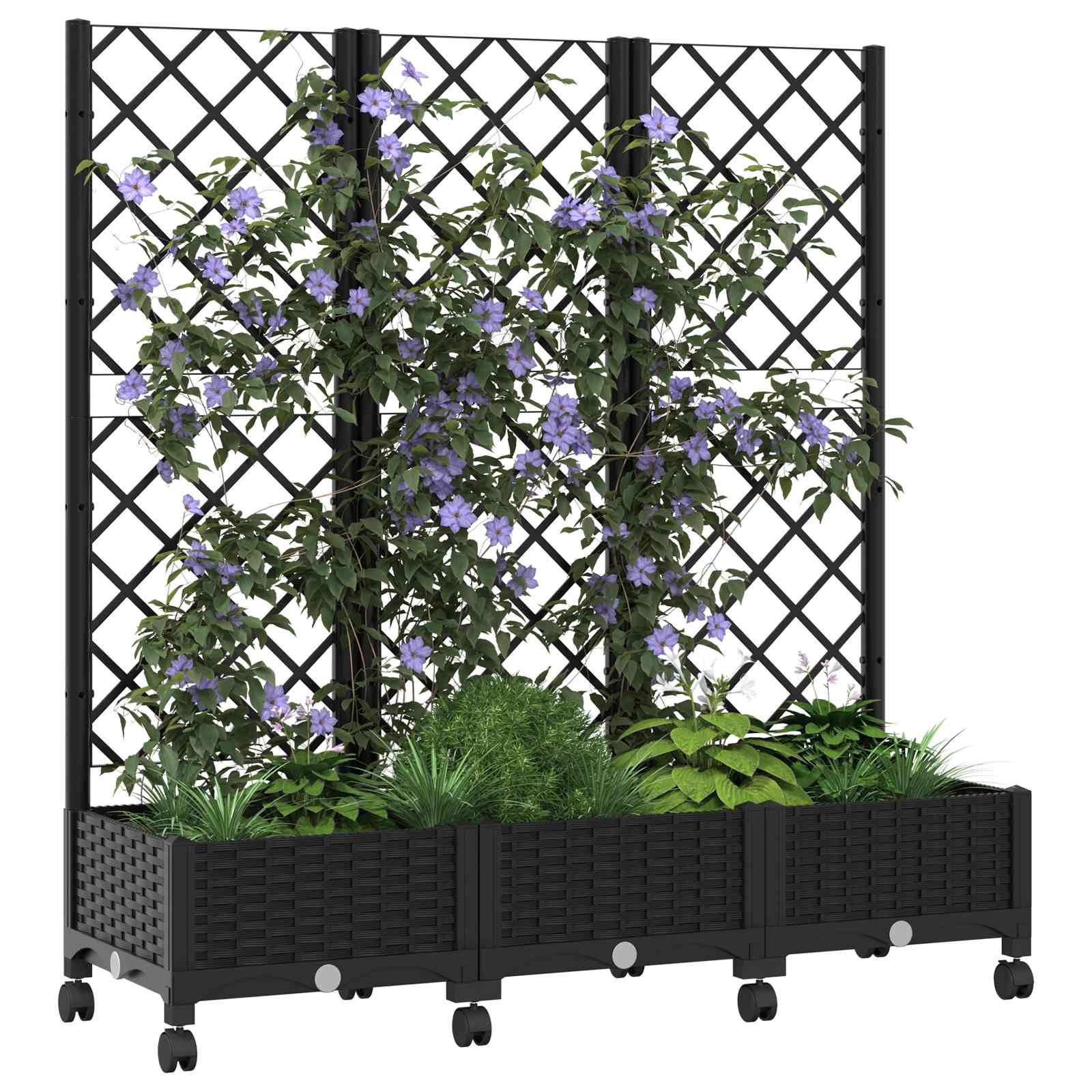 Pflanzkübel Mit Spalier Und Rädern 120 X 40 X 131,5 Cm
