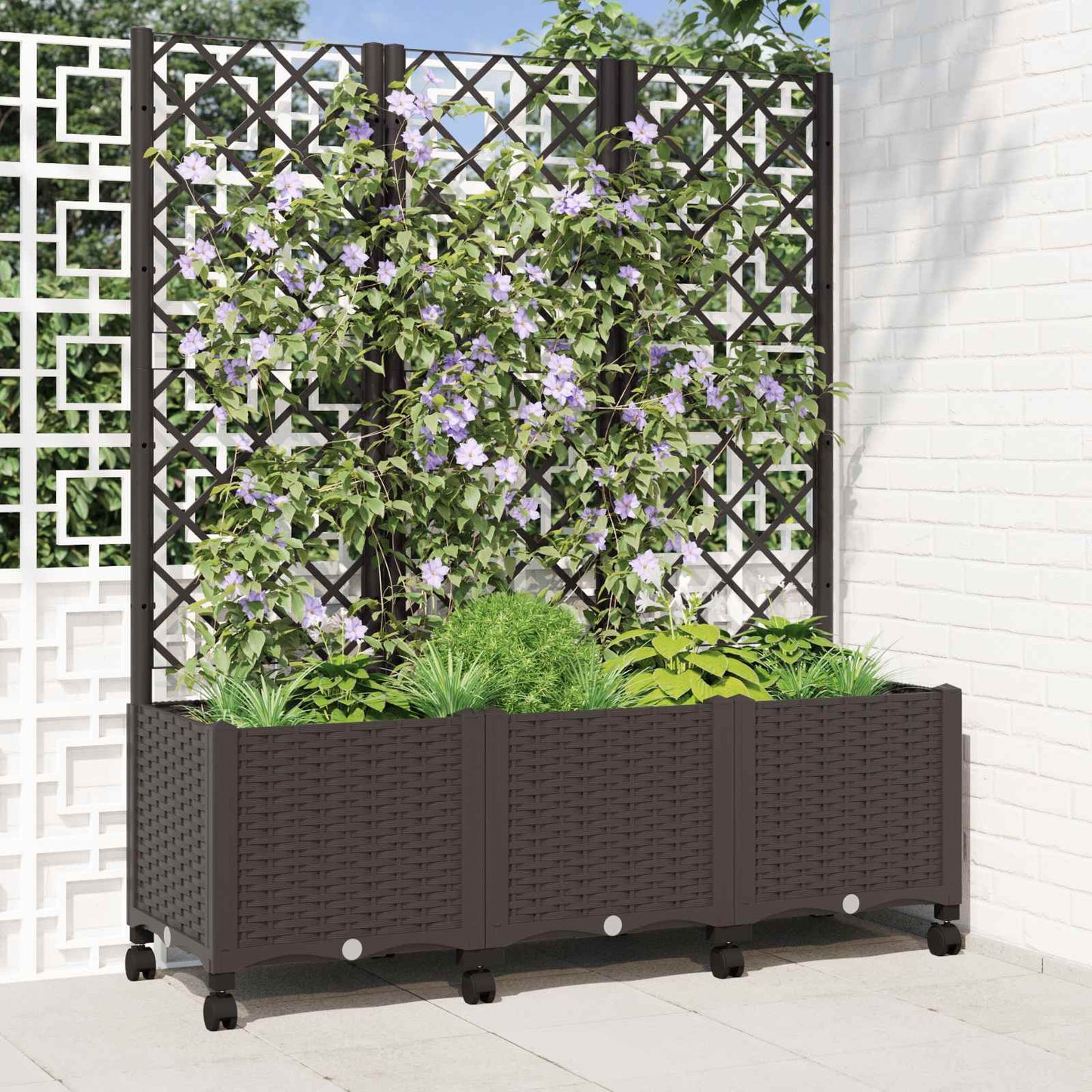 Pflanzkübel Mit Spalier Und Rädern 120 X 40 X 146 Cm Pp