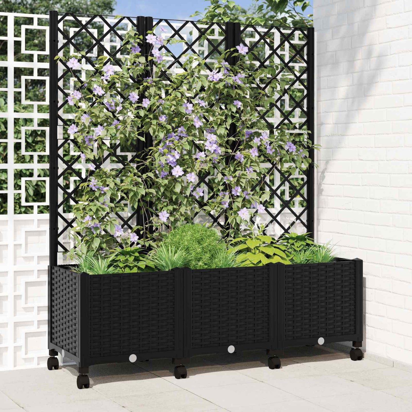 Pflanzkübel Mit Spalier Und Rädern 120 X 40 X 146 Cm Pp