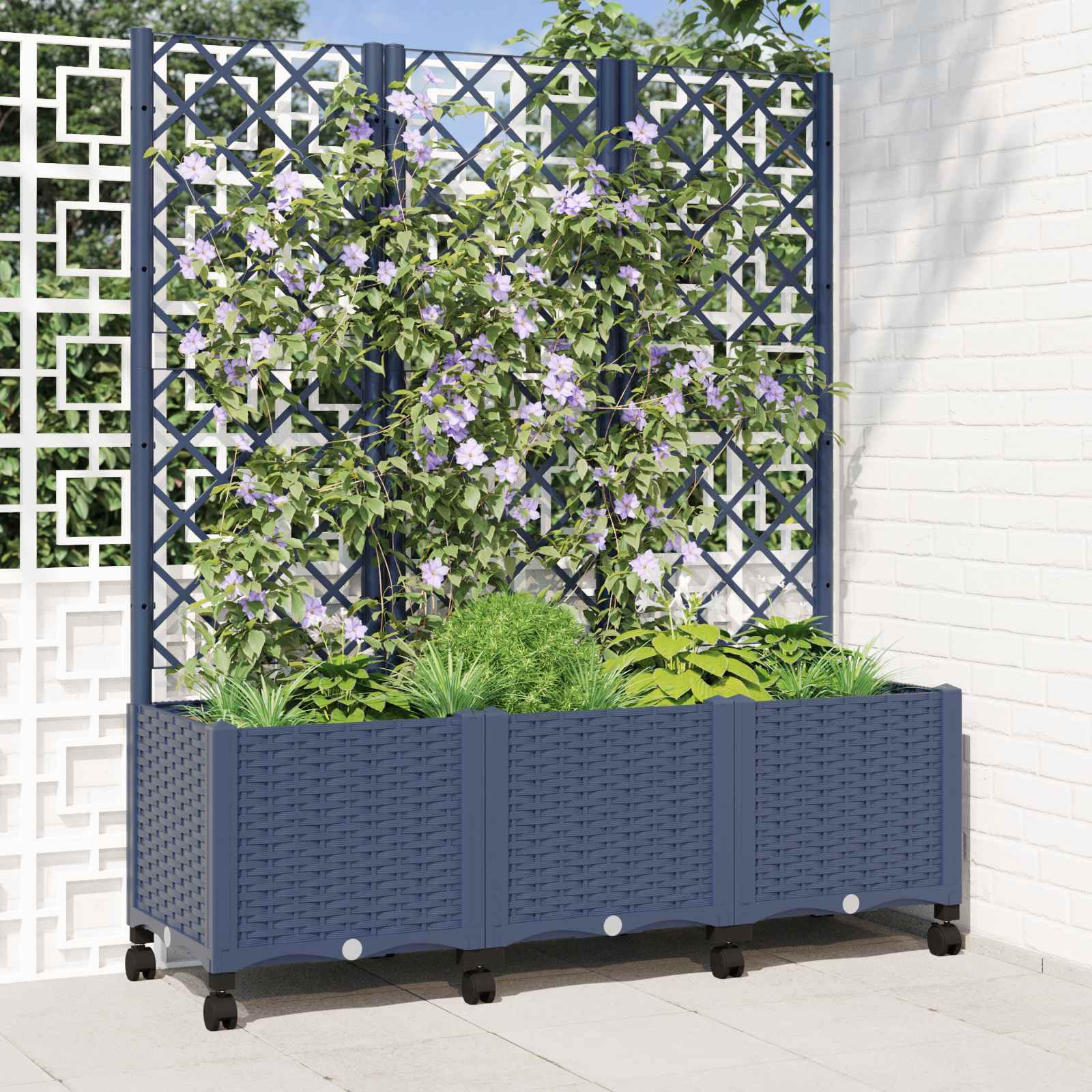 Pflanzkübel Mit Spalier Und Rädern 120 X 40 X 146 Cm
