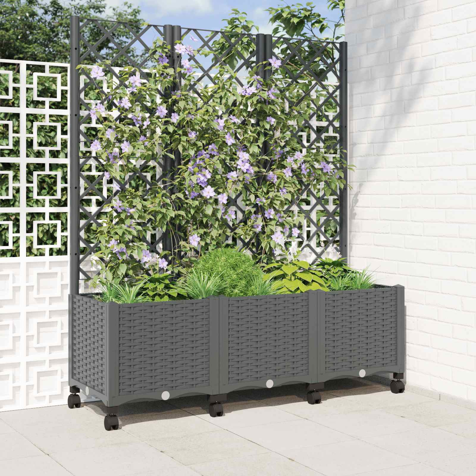Pflanzkübel Mit Spalier Und Rädern 120 X 40 X 146 Cm
