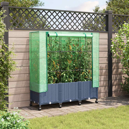 Hochbeet Mit Gewächshaus-Aufsatz Rattan-Optik