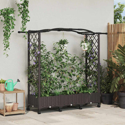 Hochbeet Mit Rankgitter Und Dach 202,5 X 40 X 127 Cm Pp Braun