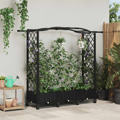 Hochbeet Mit Rankgitter Und Dach 202,5 X 40 X 127 Cm Pp Schwarz
