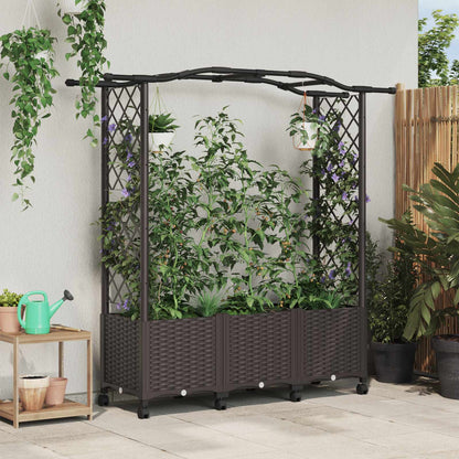 Hochbeet Mit Rankgitter Und Dach 202,5 X 40 X 127 Cm Pp Braun