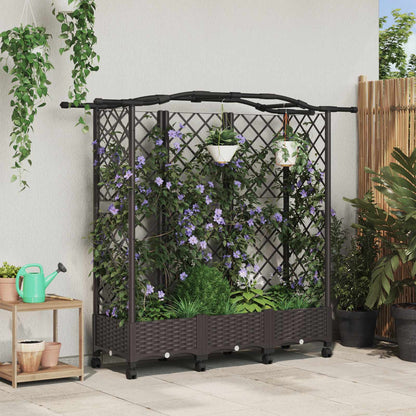 Hochbeet Mit Rankgitter Und Dach 202,5 X 40 X 127 Cm Pp Braun