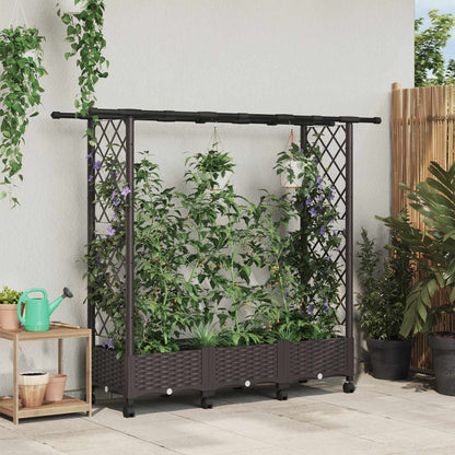 Hochbeet Mit Rankgitter Und Dach 202,5 X 40 X 127 Cm Pp Braun