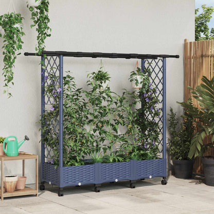 Hochbeet Mit Rankgitter Und Dach 202,5 X 40 X 127 Cm Pp Grau
