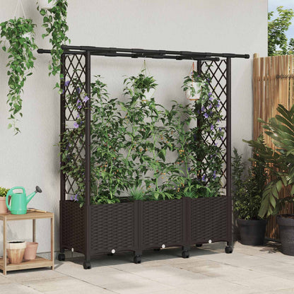 Hochbeet Mit Rankgitter Und Dach 202,5 X 40 X 127 Cm Pp Braun