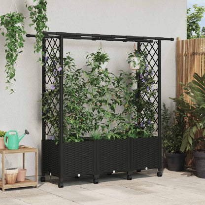 Hochbeet Mit Rankgitter Und Dach 202,5 X 40 X 127 Cm Pp Schwarz