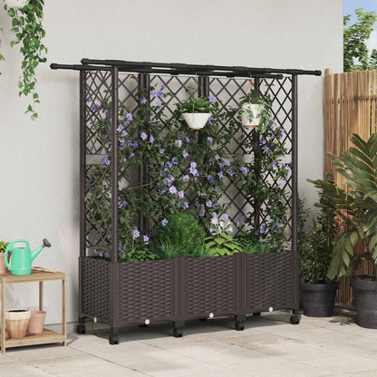 Hochbeet Mit Rankgitter Und Dach 202,5 X 40 X 127 Cm Pp Braun