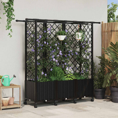 Hochbeet Mit Rankgitter Und Dach 202,5 X 40 X 127 Cm Pp Schwarz