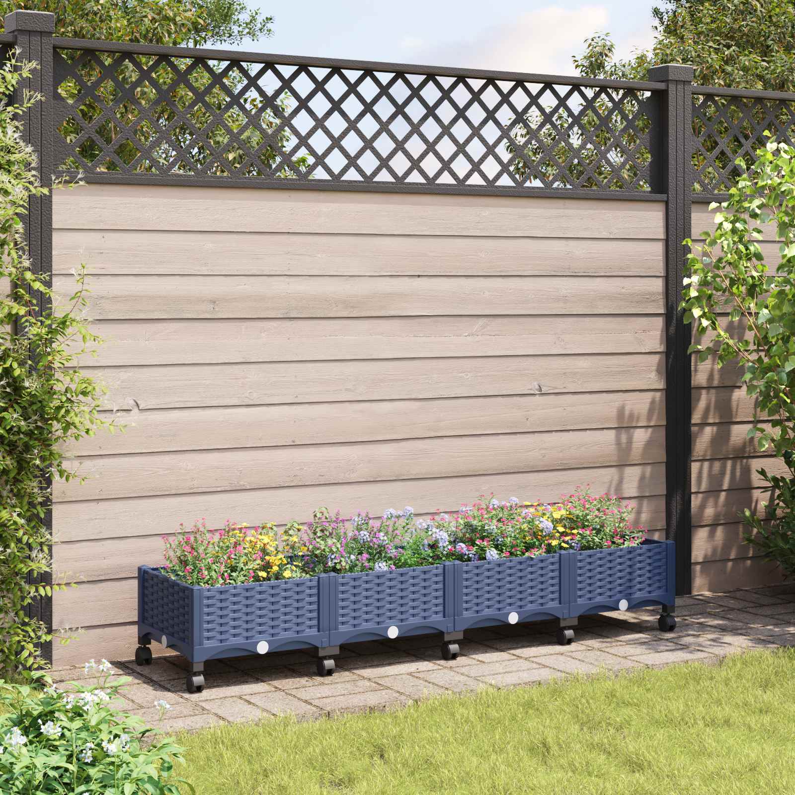 Gartenpflanzer 160 X 40 X 33 Cm Pp Blaugrau
