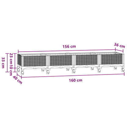 Gartenpflanzer 160 X 40 X 33 Cm Pp Blaugrau