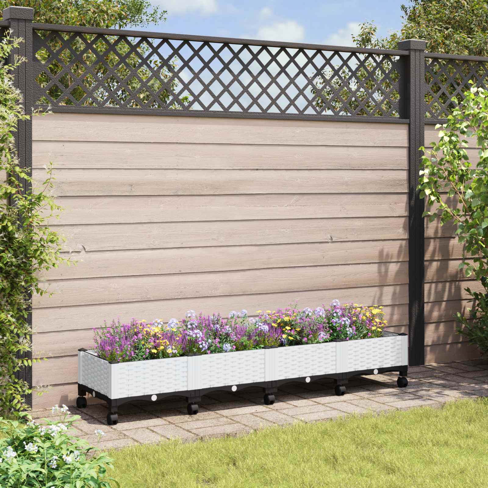 Gartenpflanzer 160 X 40 X 33 Cm Pp Weiß